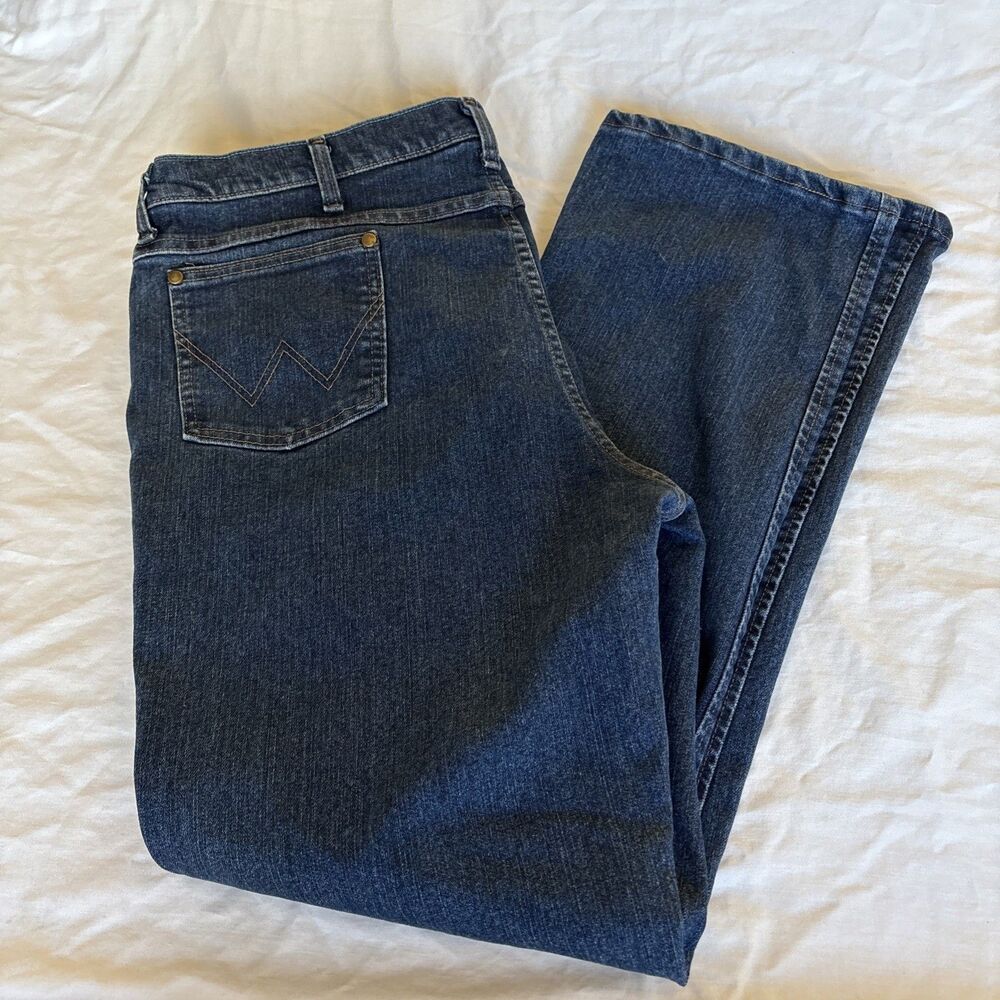 Wrangler Jeans Men 36x32 Blue Slim Straight Premium Performance Cowboy Cut